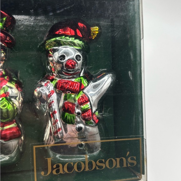 Vintage Jacobson’s Snowman Porcelain Christmas Napkin Rings Set 4 w/ Box - Picture 10 of 11
